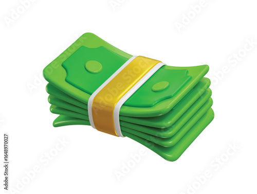 Cash Money bundle icon 3d render concept of stacked paper dollar notes. Perfect for finance, banking savings, investment, wealth, and economic business icon vector illustration
