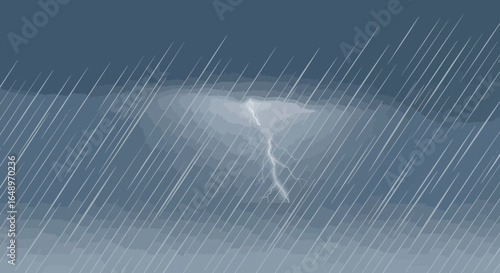 Electric Storm With Heavy Rainfall Creating Dramatic And Weather Effects