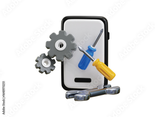 Smartphone repair service icon 3d render concept of Fast professional phone repair replacement of original parts of branded gadgets recovery icon vector illustration