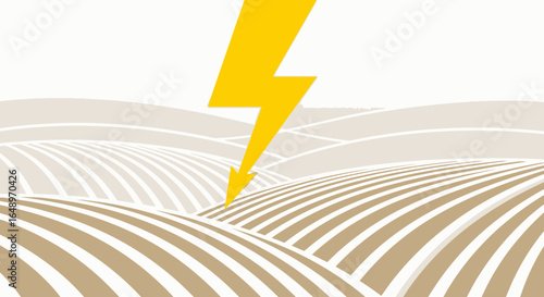 Electrical Storm Over Field Illustration Depicts Power In Agriculture Concept