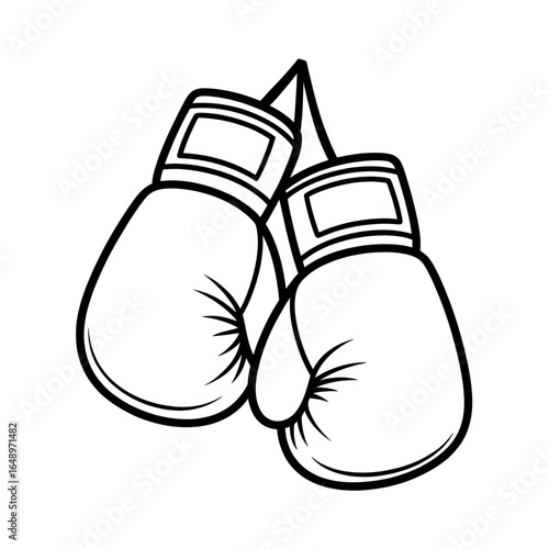 A black and white boxing gloves illustration line art of a coloring page 