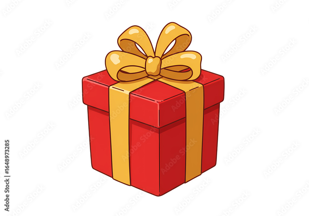 Obraz premium Red Gift Box with Golden Ribbon A Festive Presentation on transparent background