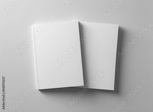 Two blank white books stacked, top view
