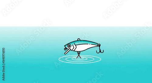 Fishing Lure In Water Illustration For Design Presentation On Digital Marketing