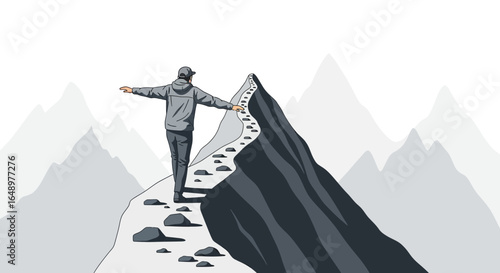 Finding Balance Challenging Path Reaching Peak Success Determination Concept