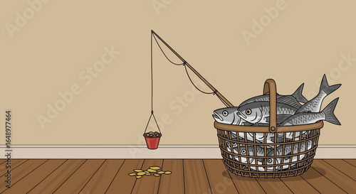 Fishy Business Metaphor Showing Temptation And Deception Strategy Concept