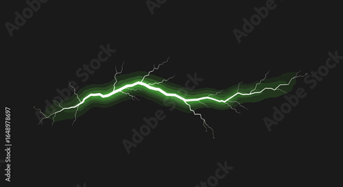 Fluorescent Green Lightning Illustration Against Dark Backdrop Design Element