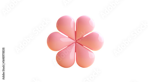 Pink glossy clover flower design against a black background on transparent background