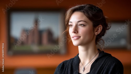 Wallpaper Mural Confident Woman Smiles and Thinks about the Future Torontodigital.ca