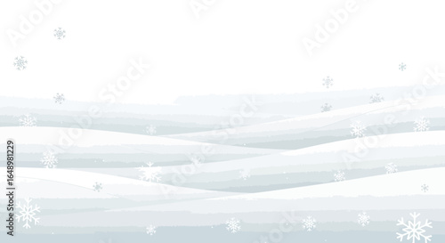 Gentle Snowfall Over Rolling Snowdrifts Minimalist Winter Scene Illustration