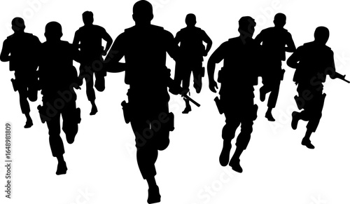 Tactical Shadows: Soldier Silhouettes in Action" vector grpahcis