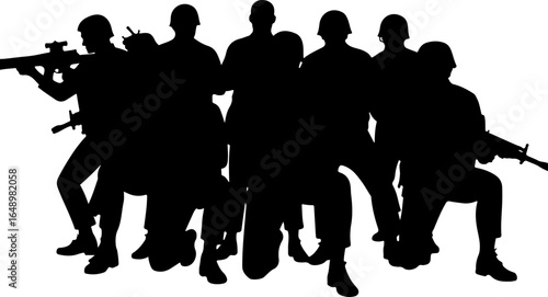 Tactical Shadows: Soldier Silhouettes in Action" vector grpahcis