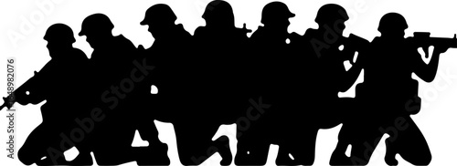 Tactical Shadows: Soldier Silhouettes in Action" vector grpahcis