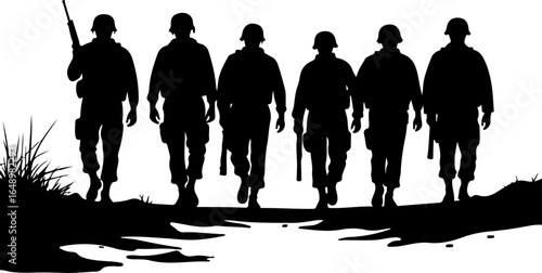 Tactical Shadows: Soldier Silhouettes in Action" vector grpahcis