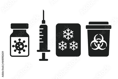 Medical supplies representing vaccination and biosafety in public health