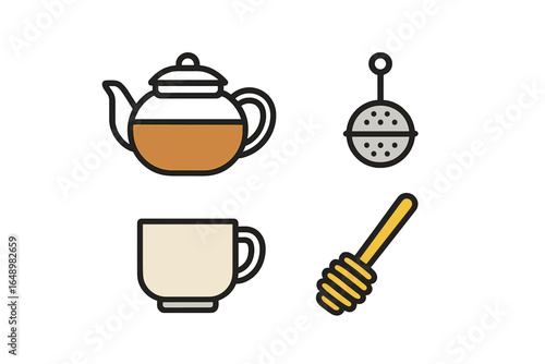 Enjoying a calming tea ritual with a teapot, tea infuser, honey, and cup during a peaceful afternoon