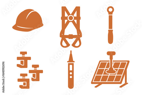Safety equipment and tools for solar panel installation in a construction setting