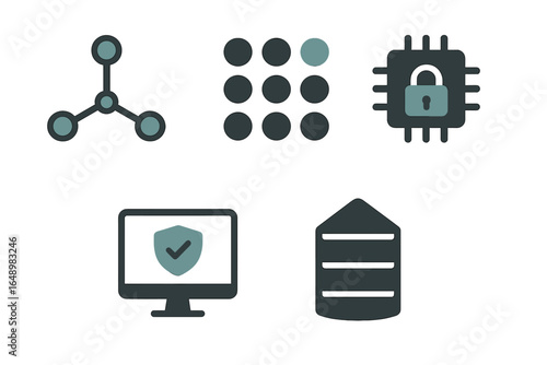 Visual representation of cybersecurity concepts including network security and data protection techniques