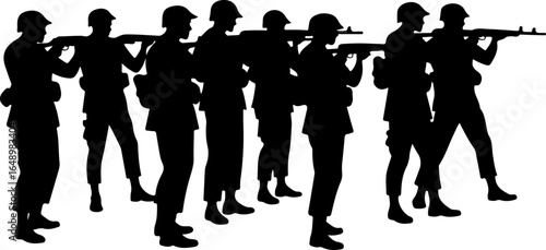 Tactical Shadows: Soldier Silhouettes in Action" vector grpahcis