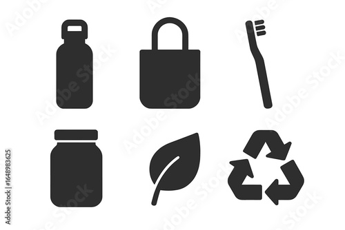 Collection of essential items for sustainable living and personal care in daily life