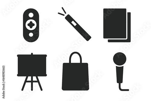 Symbols representing various activities and objects commonly found in creative and professional settings