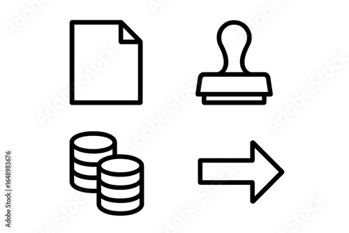 Stamping documents and managing finances create efficient workflows in offices during standard business hours