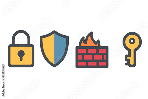 Security symbols representing protection, safety, and access control in digital environments