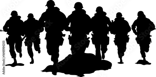 Tactical Shadows: Soldier Silhouettes in Action" vector grpahcis