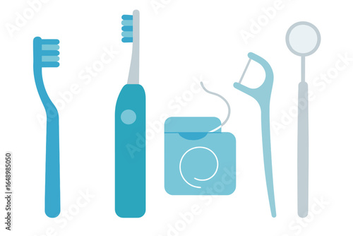 Essential dental hygiene tools arranged neatly for effective oral care in a clean environment