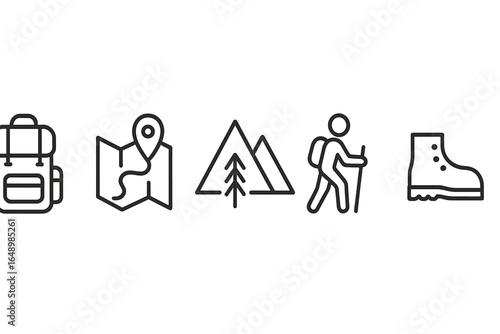 Outdoor adventure essentials for hiking and exploring nature with gear and maps