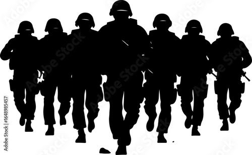  American Army, Military,  Running Soldier Silhouettes with Weapons" 