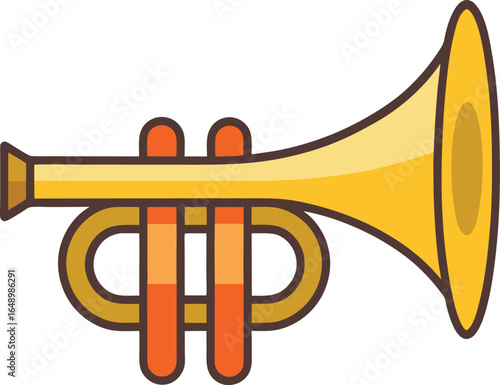 Illustration of a golden trumpet musical instrument