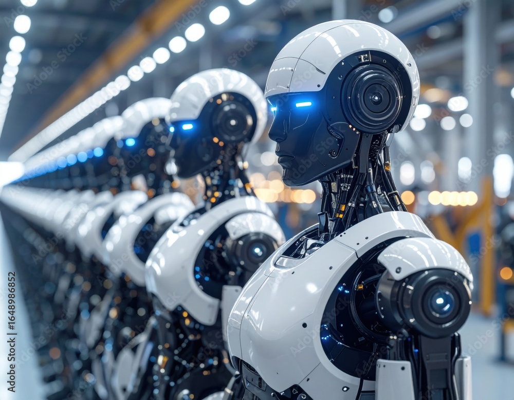 Fototapeta premium 自動化された製造ラインで作業するロボット