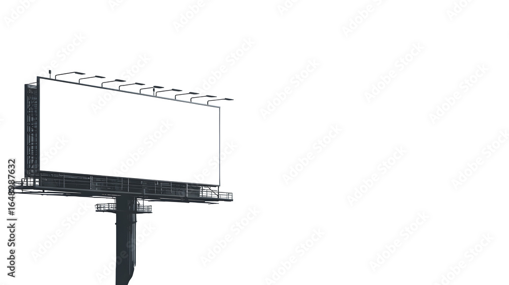 Obraz premium Minimalist empty billboard in cityscape silhouette, isolated on transparent background