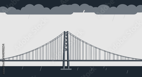 Gloomy day over the bridge in vector drawing perfect for background or presentation using the illustration