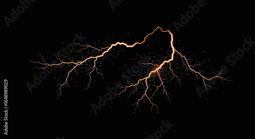 Golden Electric Discharge Effect Creates a Dramatic Visual on Black Background