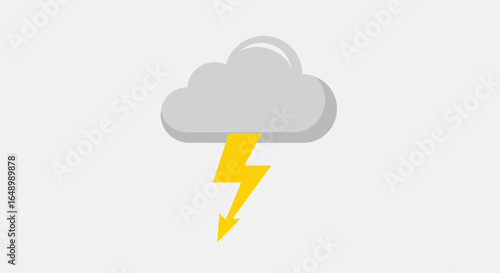 Grey Cloud With Lightning Symbolizes Thunderstorm And Sudden Power Flashes
