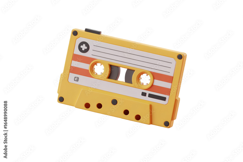 Obraz premium Yellow Audio Cassette Tape with Orange Stripes music