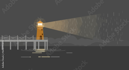 Guiding Light Pierces Through The Night: A Beacon Of Hope In The Storm