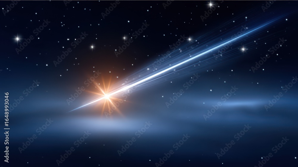 Obraz premium A bright shooting star streaks across a starry night sky.