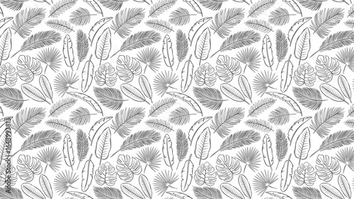 Wallpaper Mural Seamless pattern of tropical leaves on white Torontodigital.ca