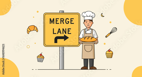 Humorous Baking Lane Illustration A Cheerful Confectionery Twist On Road Sign