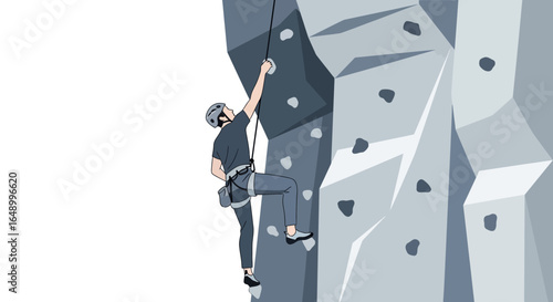 Illustration of a climber on an indoor rock wall showcasing strength and challenge activity sport physical recreation