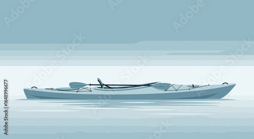 Isolated Serene Waterscape Featuring a Kayak and Paddle Boating Activity