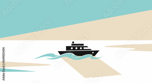 Luxury Yachting Adventure Graphic With Calm Waters And Muted Color Palette
