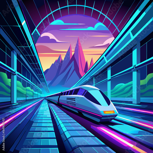 futuristic train hologram