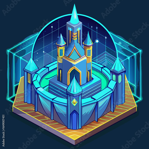 -futuristic-hologram-of-a-medieval-castle--neon-bl (1)