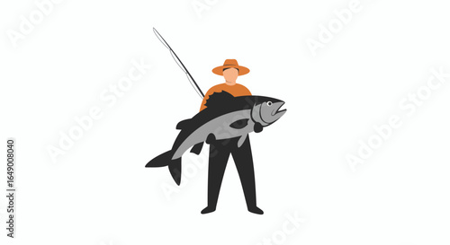 Fisherman proudly displays his prize catch after a successful day of fishing adventure outdoors