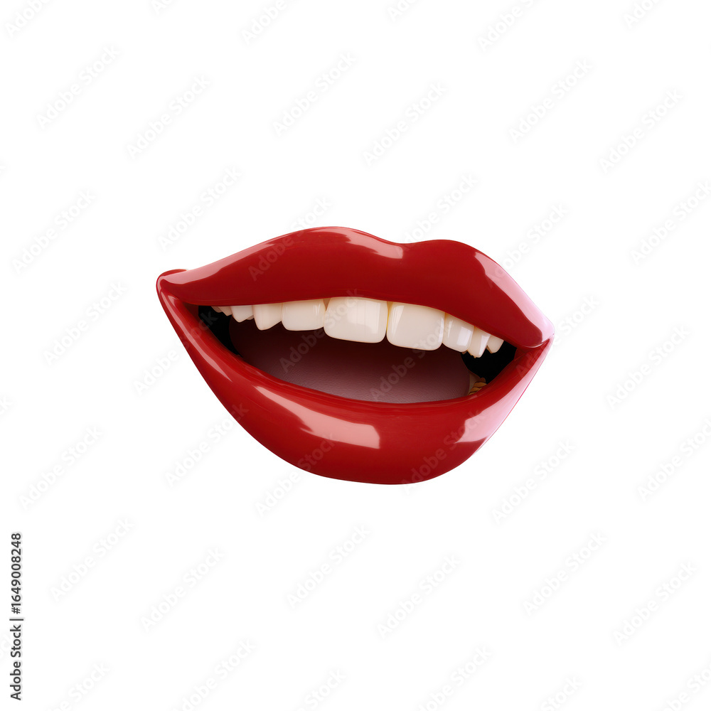 Fototapeta premium Red Lips With Teeth. Symbol Of Beauty, Fashion, And Expression Isolated On Transparent Background
