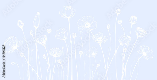 wild flowers abstract print pattern background in provance style, floral background. Pastel tones vintage style wallpaper in vector.